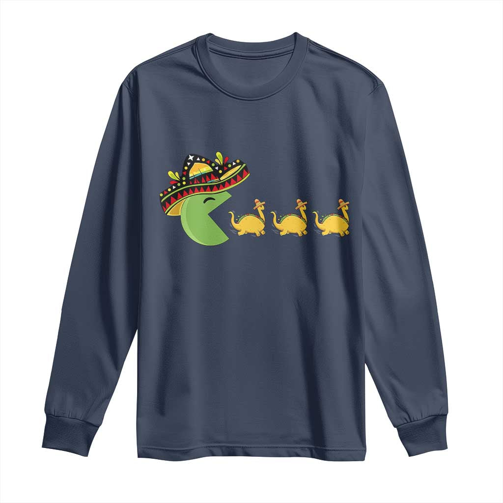 Funny Retro Game Tacosaurus Long Sleeve Shirt Cinco De Mayo Taco Lover Gift