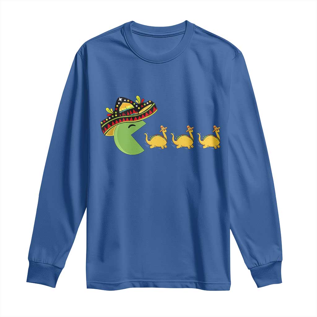 Funny Retro Game Tacosaurus Long Sleeve Shirt Cinco De Mayo Taco Lover Gift