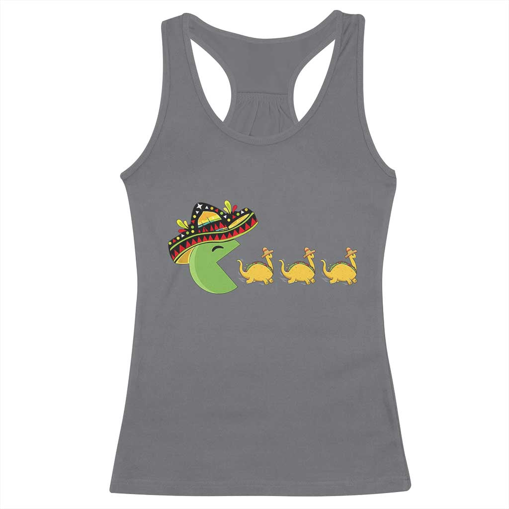 Funny Retro Game Tacosaurus Racerback Tank Top Cinco De Mayo Taco Lover Gift