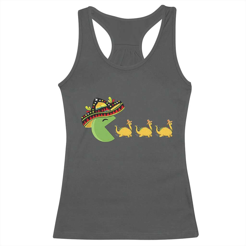 Funny Retro Game Tacosaurus Racerback Tank Top Cinco De Mayo Taco Lover Gift