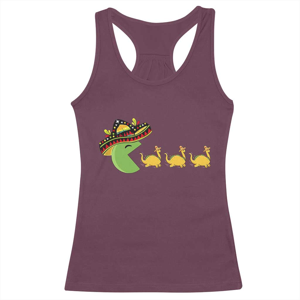 Funny Retro Game Tacosaurus Racerback Tank Top Cinco De Mayo Taco Lover Gift