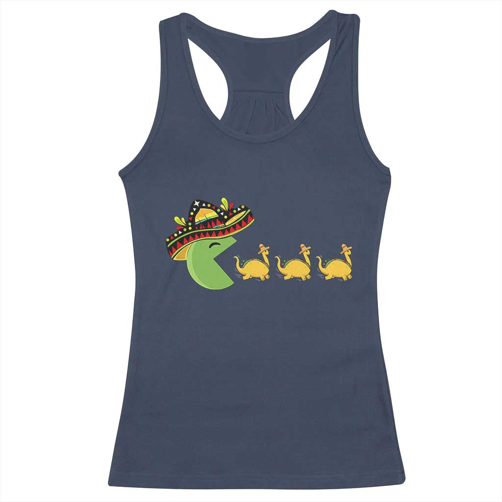 Funny Retro Game Tacosaurus Racerback Tank Top Cinco De Mayo Taco Lover Gift