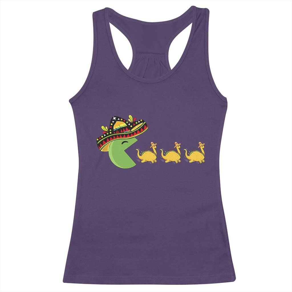 Funny Retro Game Tacosaurus Racerback Tank Top Cinco De Mayo Taco Lover Gift