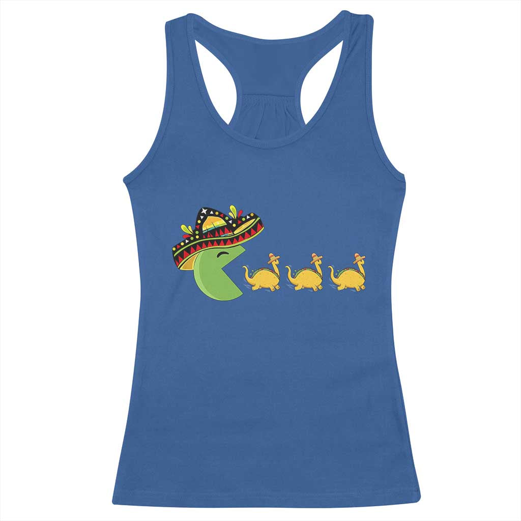 Funny Retro Game Tacosaurus Racerback Tank Top Cinco De Mayo Taco Lover Gift