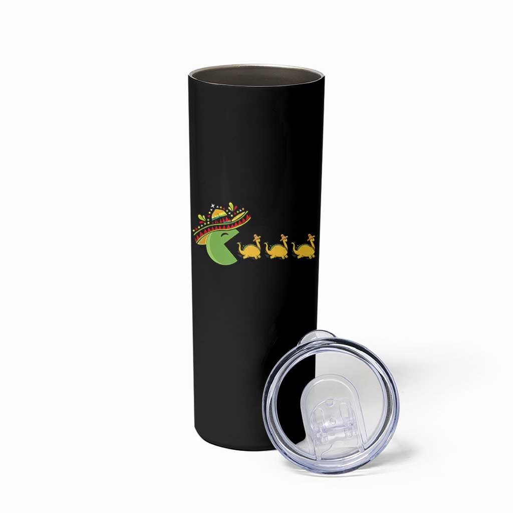 Funny Retro Game Tacosaurus Skinny Tumbler Cinco De Mayo Taco Lover Gift
