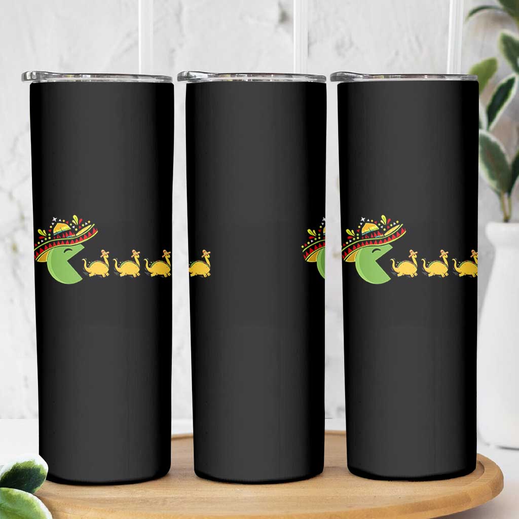 Funny Retro Game Tacosaurus Skinny Tumbler Cinco De Mayo Taco Lover Gift