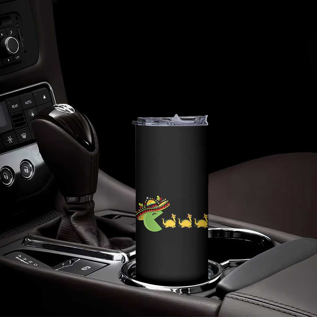 Funny Retro Game Tacosaurus Skinny Tumbler Cinco De Mayo Taco Lover Gift