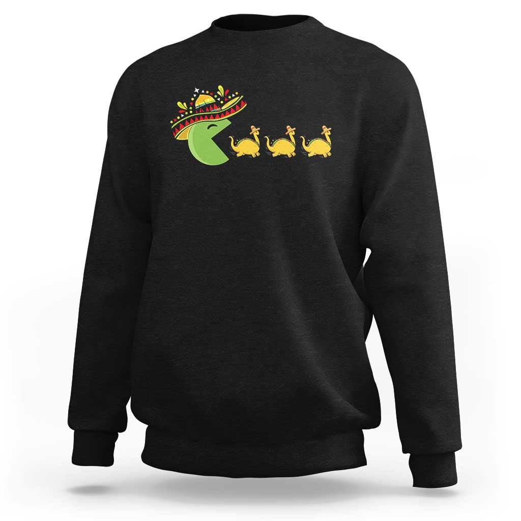 Funny Retro Game Tacosaurus Sweatshirt Cinco De Mayo Taco Lover Gift