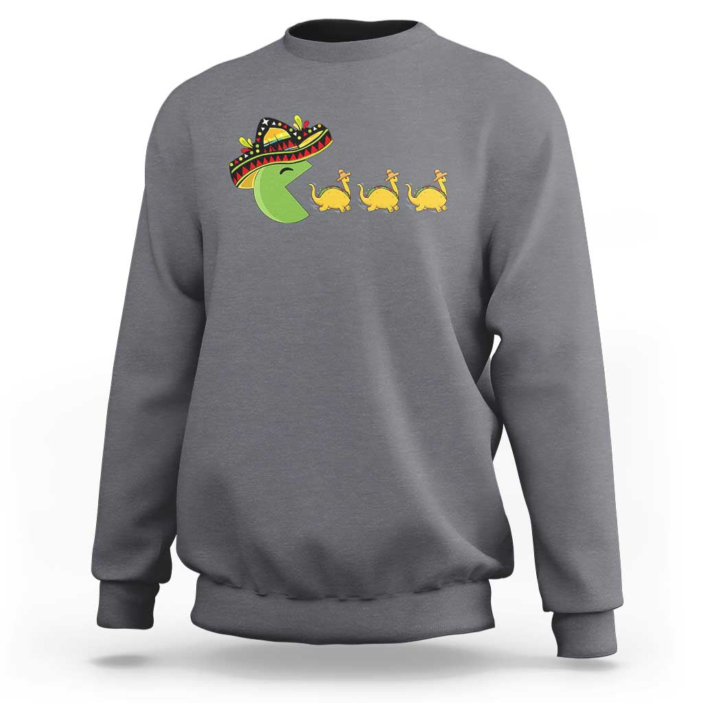 Funny Retro Game Tacosaurus Sweatshirt Cinco De Mayo Taco Lover Gift