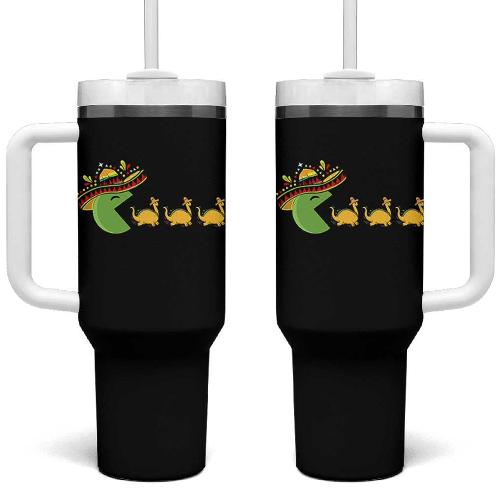Funny Retro Game Tacosaurus Tumbler With Handle Cinco De Mayo Taco Lover Gift
