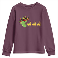 Funny Retro Game Tacosaurus Youth Sweatshirt Cinco De Mayo Taco Lover Gift