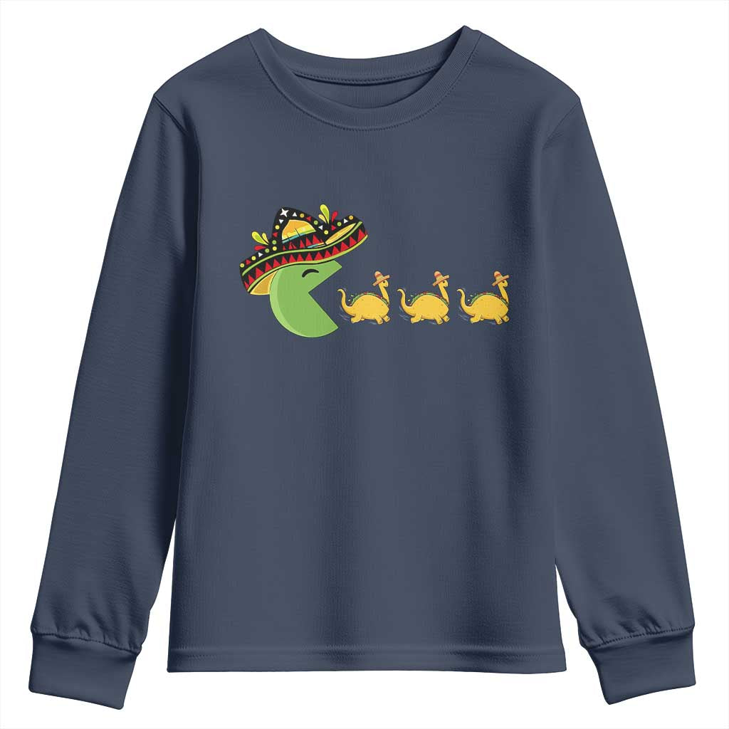Funny Retro Game Tacosaurus Youth Sweatshirt Cinco De Mayo Taco Lover Gift