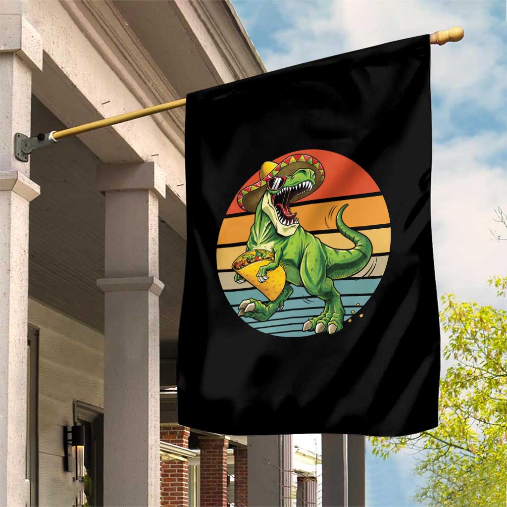 Vintage Dinosaur Taco Lover Garden Flag Cinco De Mayo Gift