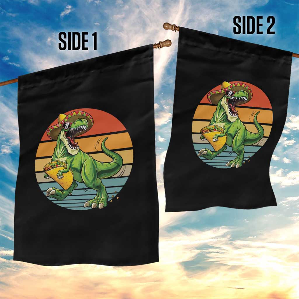 Vintage Dinosaur Taco Lover Garden Flag Cinco De Mayo Gift
