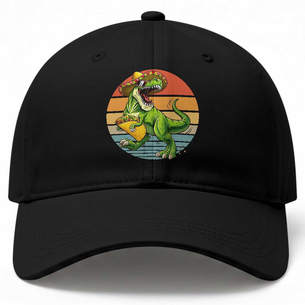 Vintage Dinosaur Taco Lover Baseball Cap Cinco De Mayo Gift