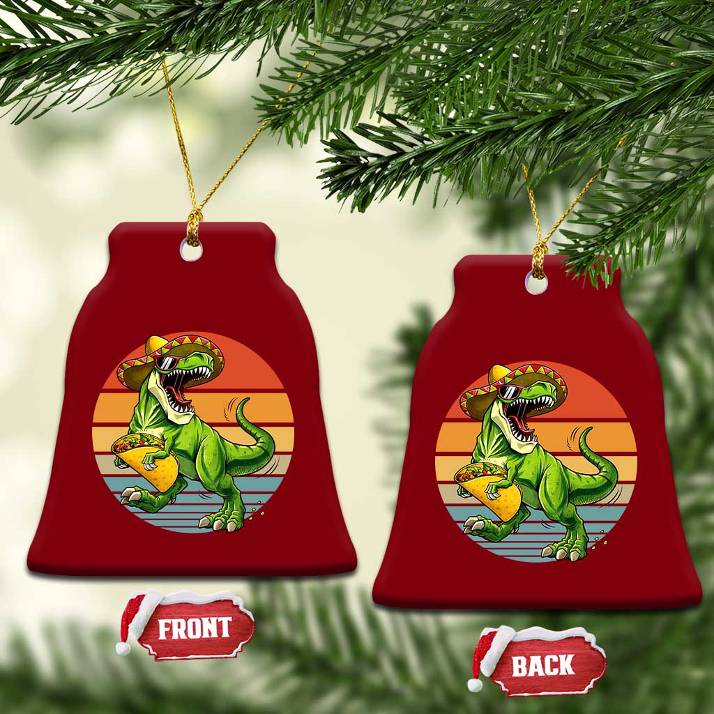 Vintage Dinosaur Taco Lover Ceramic Ornament Cinco De Mayo Gift
