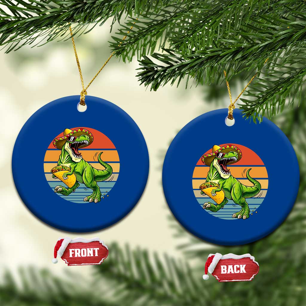 Vintage Dinosaur Taco Lover Ceramic Ornament Cinco De Mayo Gift