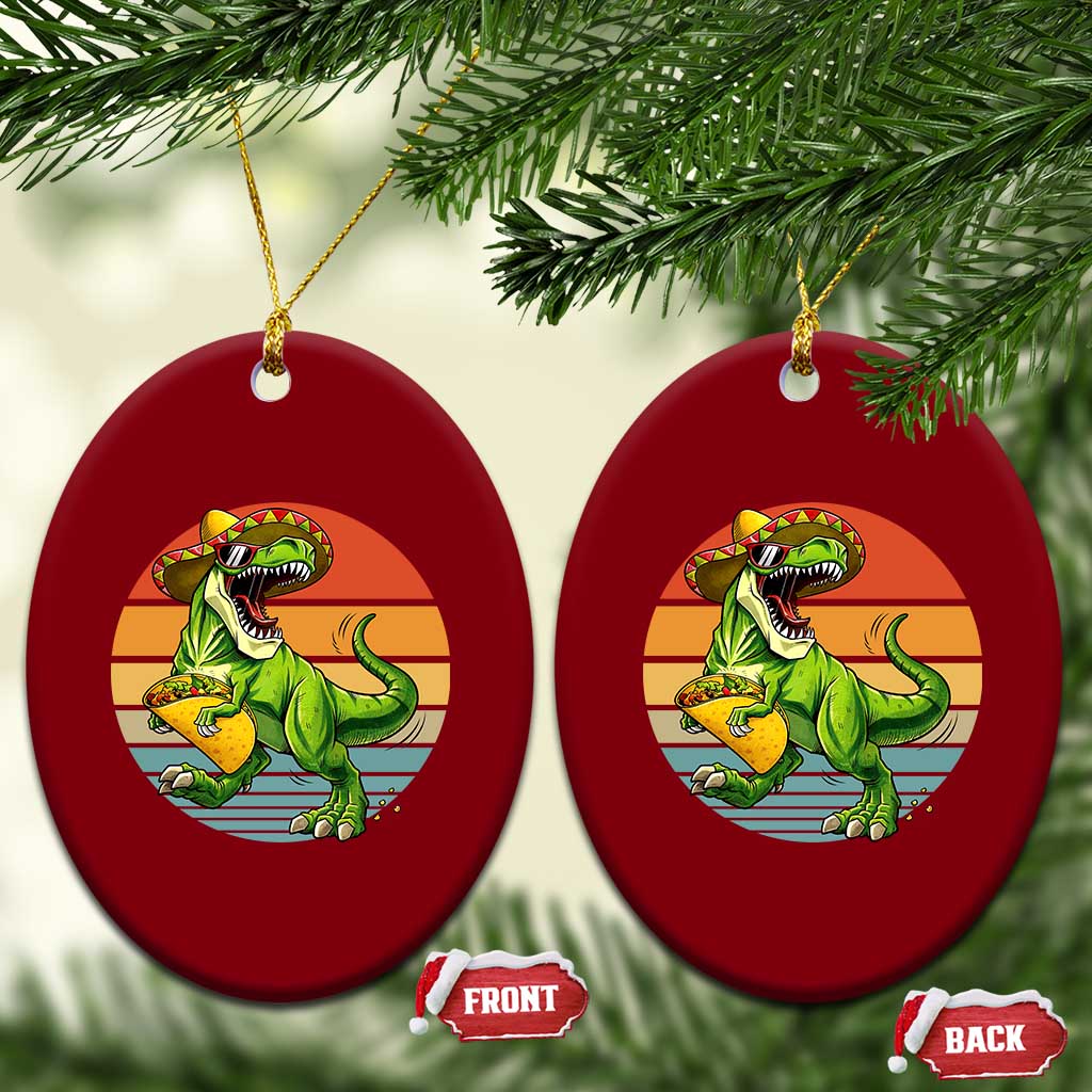 Vintage Dinosaur Taco Lover Ceramic Ornament Cinco De Mayo Gift