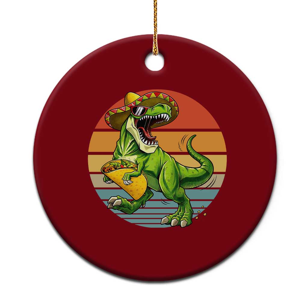 Vintage Dinosaur Taco Lover Ceramic Ornament Cinco De Mayo Gift