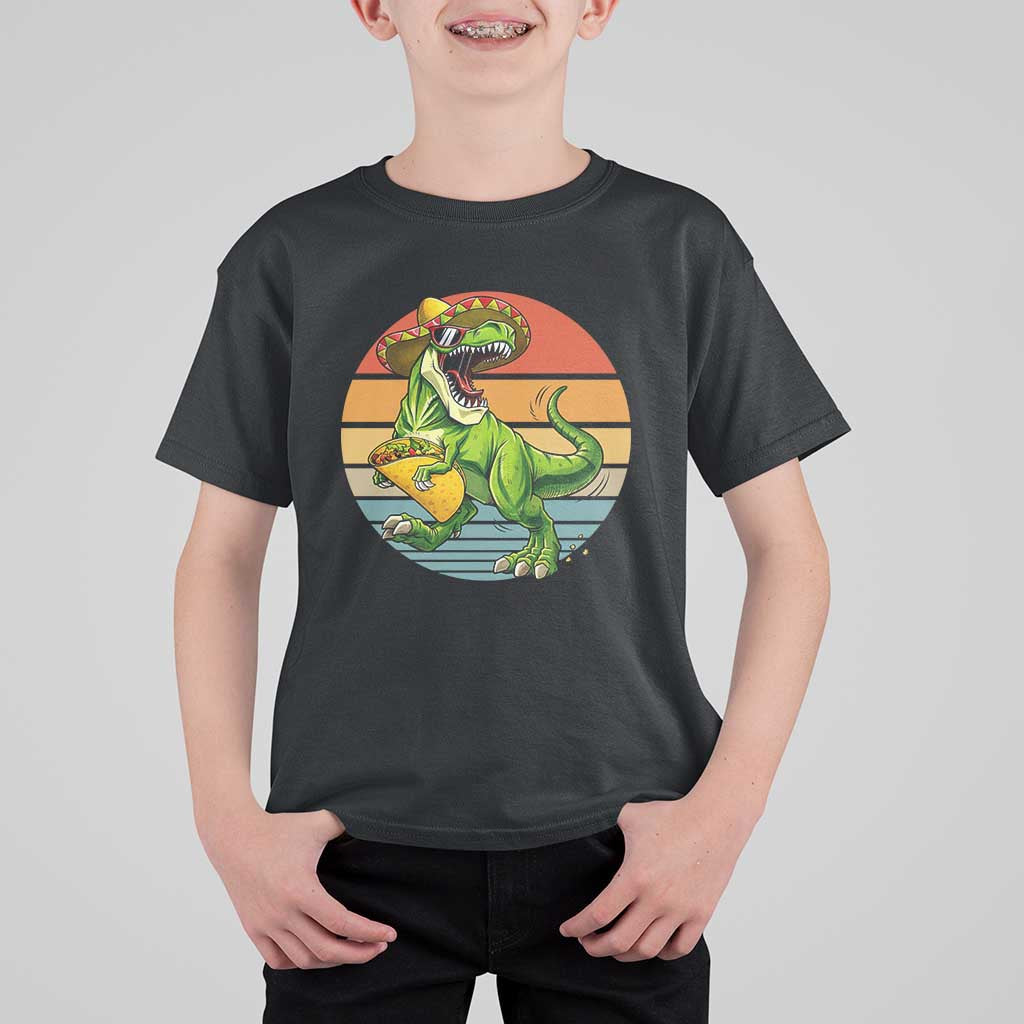 Vintage Dinosaur Taco Lover T Shirt For Kid Cinco De Mayo Gift