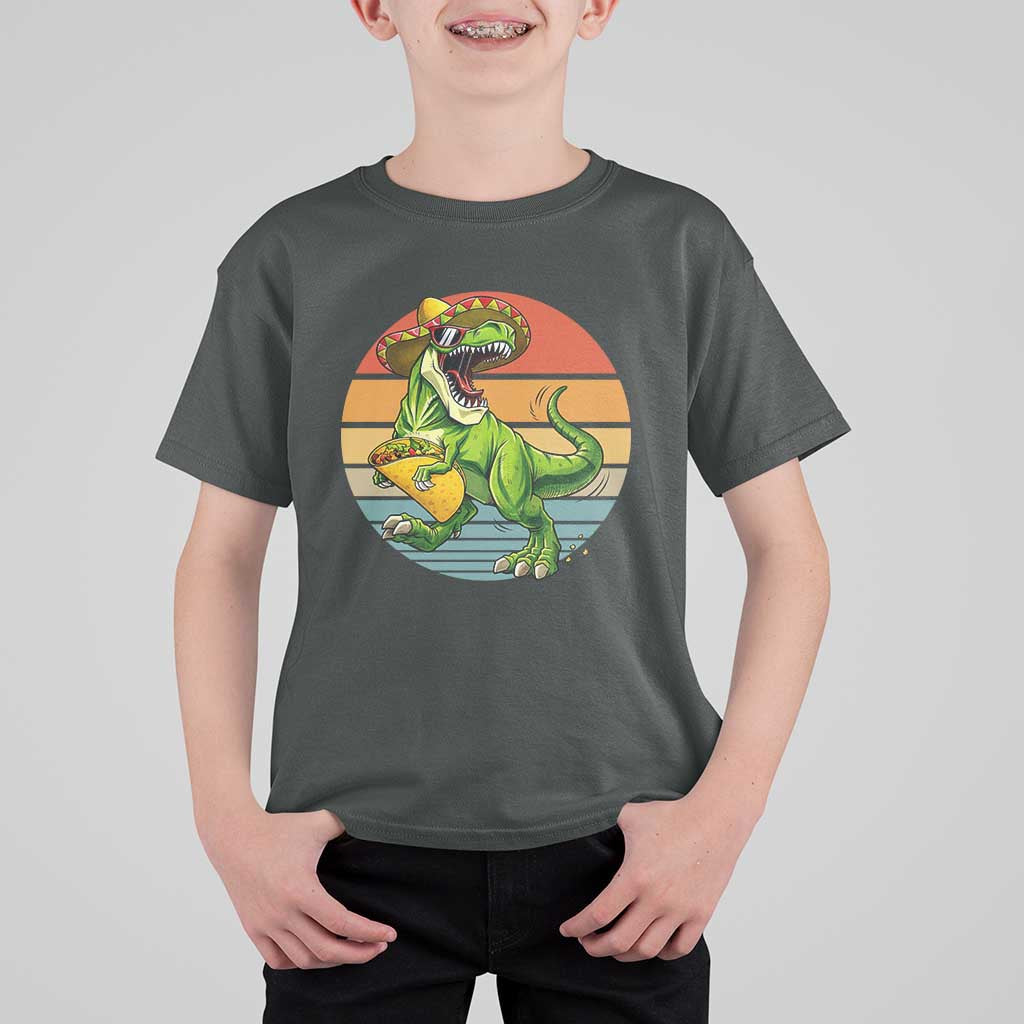 Vintage Dinosaur Taco Lover T Shirt For Kid Cinco De Mayo Gift