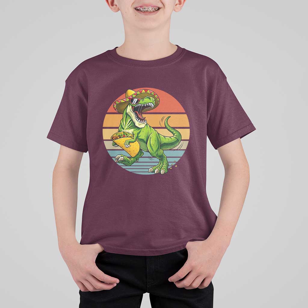 Vintage Dinosaur Taco Lover T Shirt For Kid Cinco De Mayo Gift