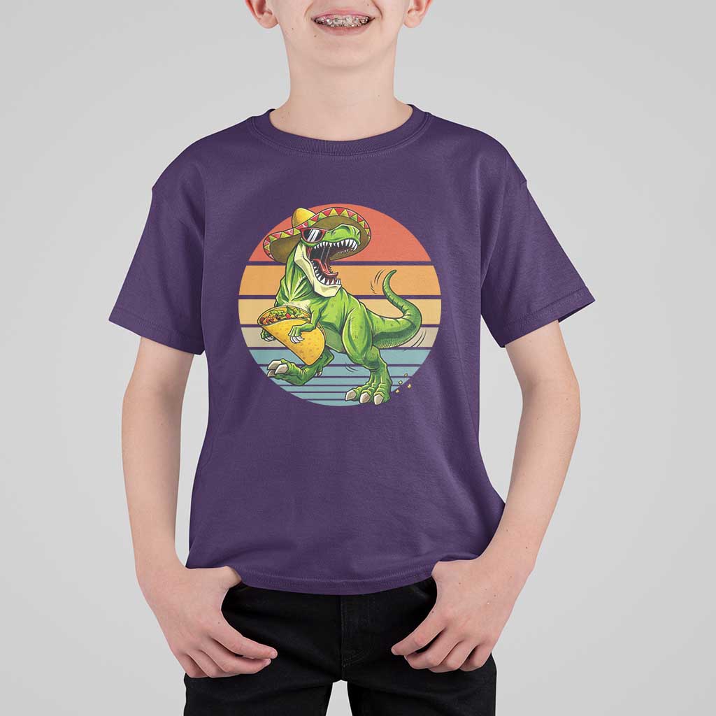Vintage Dinosaur Taco Lover T Shirt For Kid Cinco De Mayo Gift