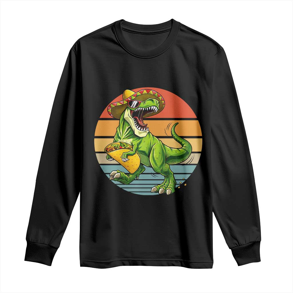 Vintage Dinosaur Taco Lover Long Sleeve Shirt Cinco De Mayo Gift