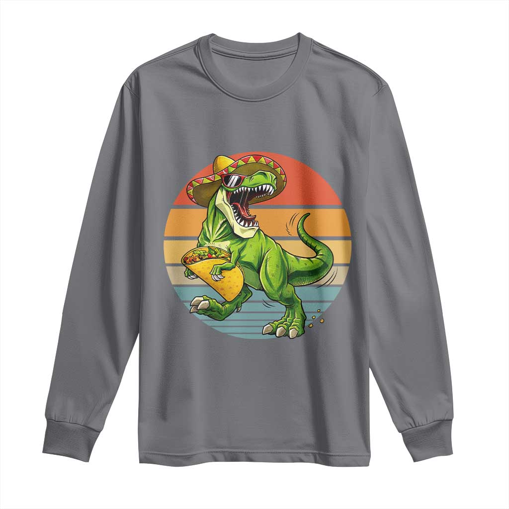 Vintage Dinosaur Taco Lover Long Sleeve Shirt Cinco De Mayo Gift