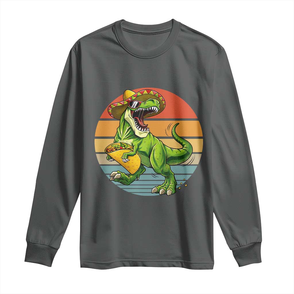 Vintage Dinosaur Taco Lover Long Sleeve Shirt Cinco De Mayo Gift