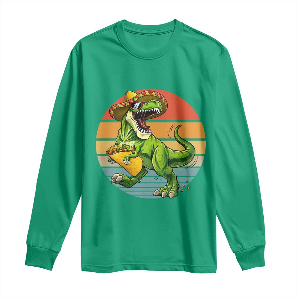 Vintage Dinosaur Taco Lover Long Sleeve Shirt Cinco De Mayo Gift
