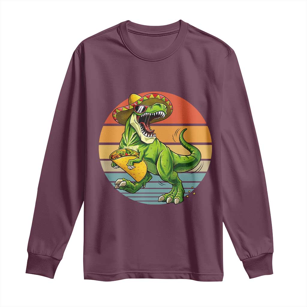 Vintage Dinosaur Taco Lover Long Sleeve Shirt Cinco De Mayo Gift