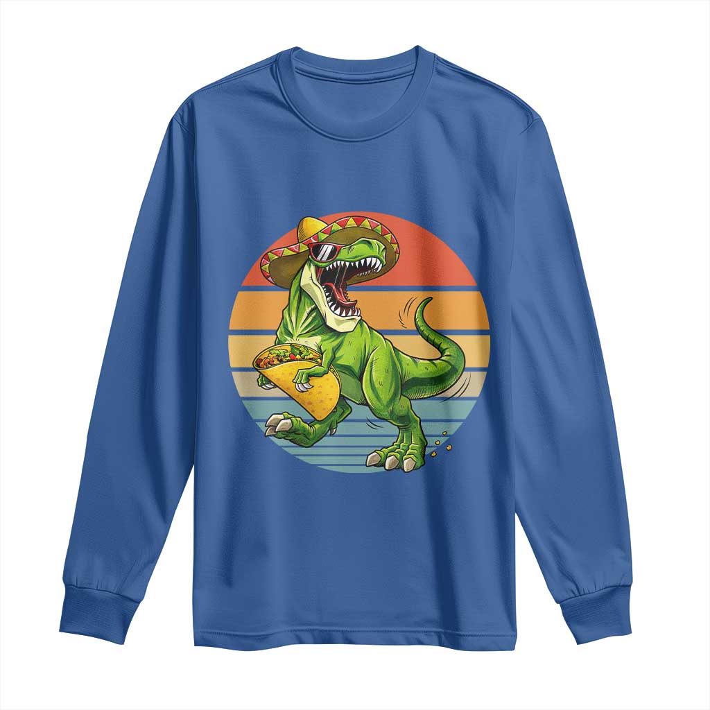 Vintage Dinosaur Taco Lover Long Sleeve Shirt Cinco De Mayo Gift