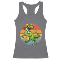 Vintage Dinosaur Taco Lover Racerback Tank Top Cinco De Mayo Gift