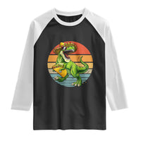 Vintage Dinosaur Taco Lover Raglan Shirt Cinco De Mayo Gift