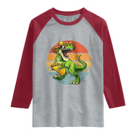 Vintage Dinosaur Taco Lover Raglan Shirt Cinco De Mayo Gift