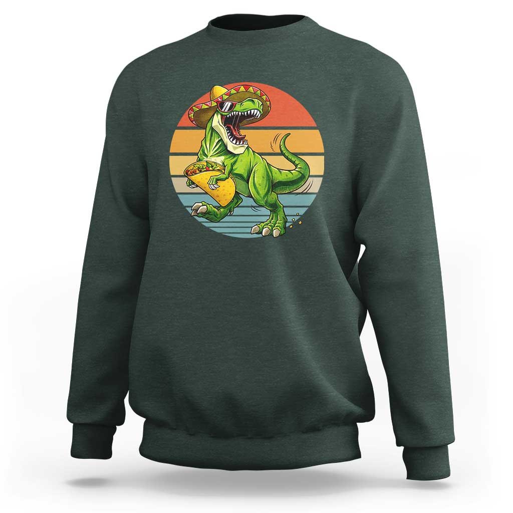 Vintage Dinosaur Taco Lover Sweatshirt Cinco De Mayo Gift
