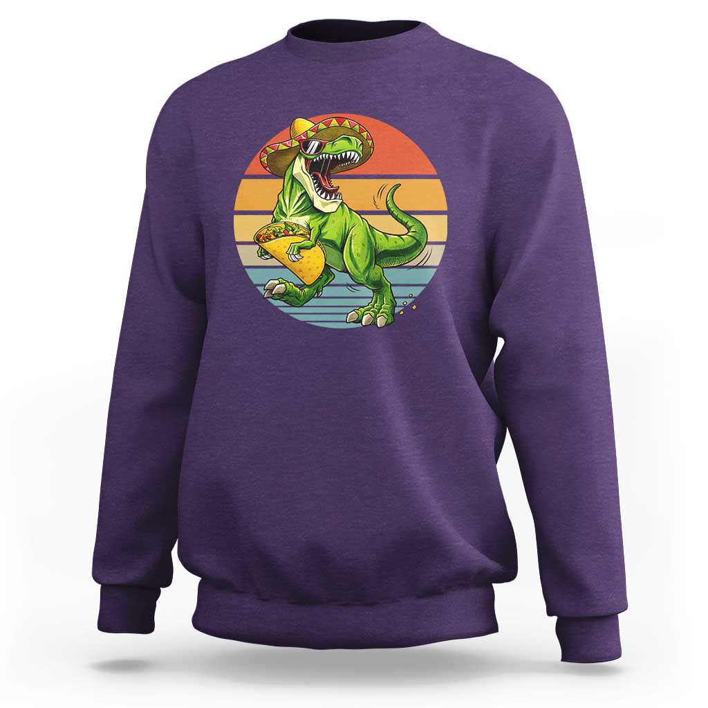 Vintage Dinosaur Taco Lover Sweatshirt Cinco De Mayo Gift