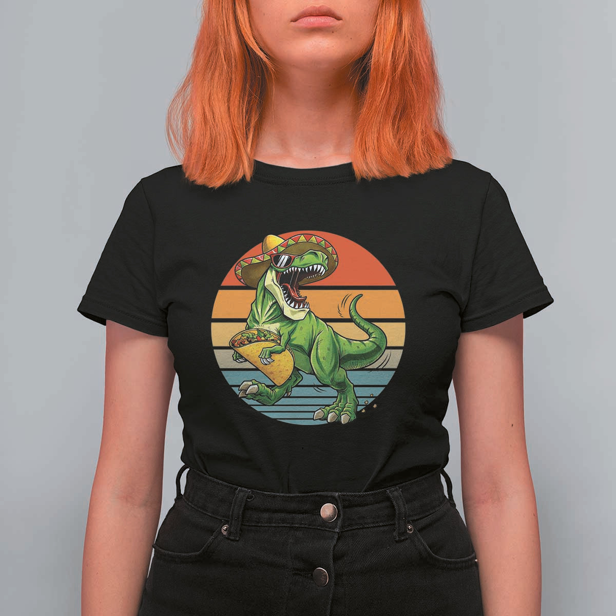 Vintage Dinosaur Taco Lover T Shirt For Women Cinco De Mayo Gift