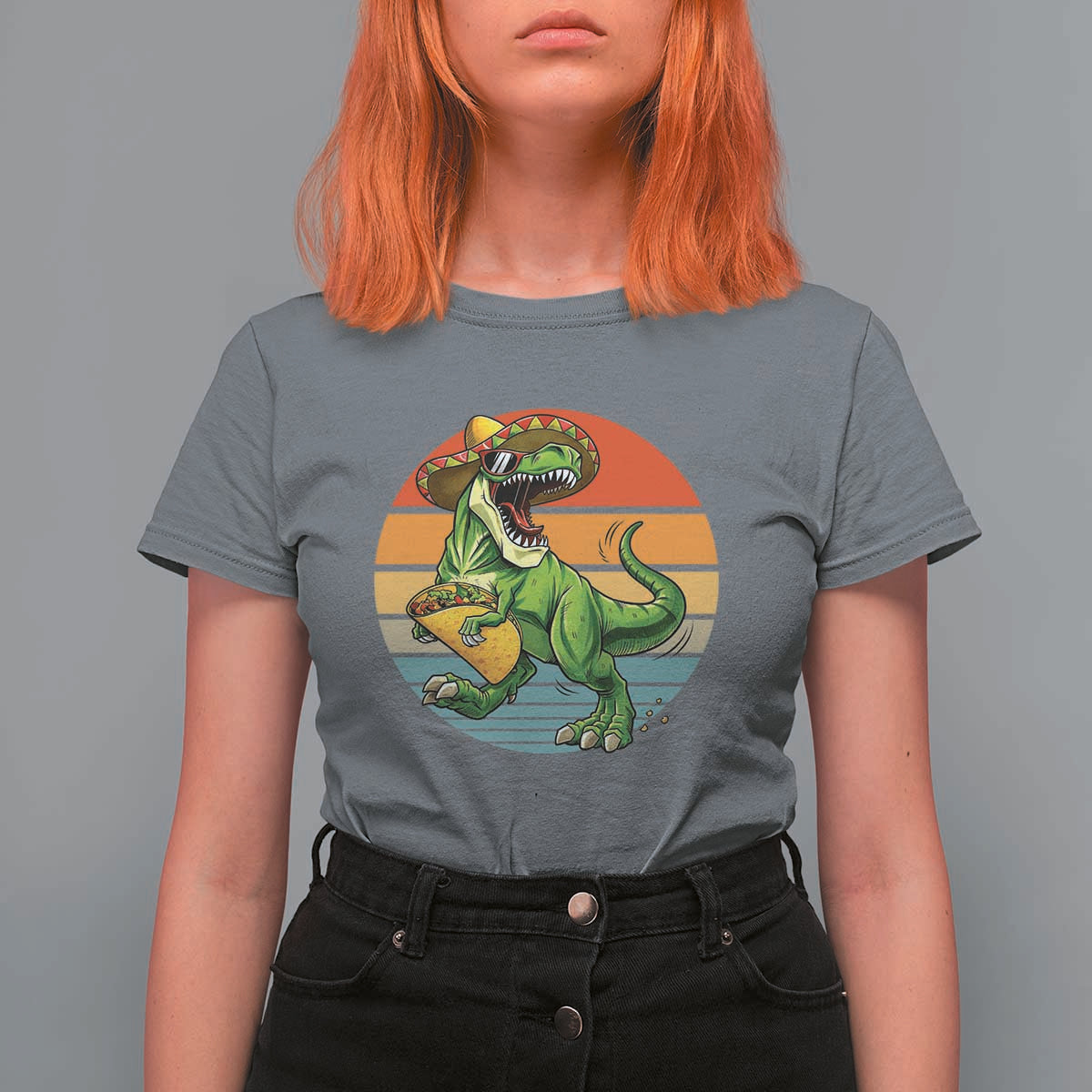 Vintage Dinosaur Taco Lover T Shirt For Women Cinco De Mayo Gift