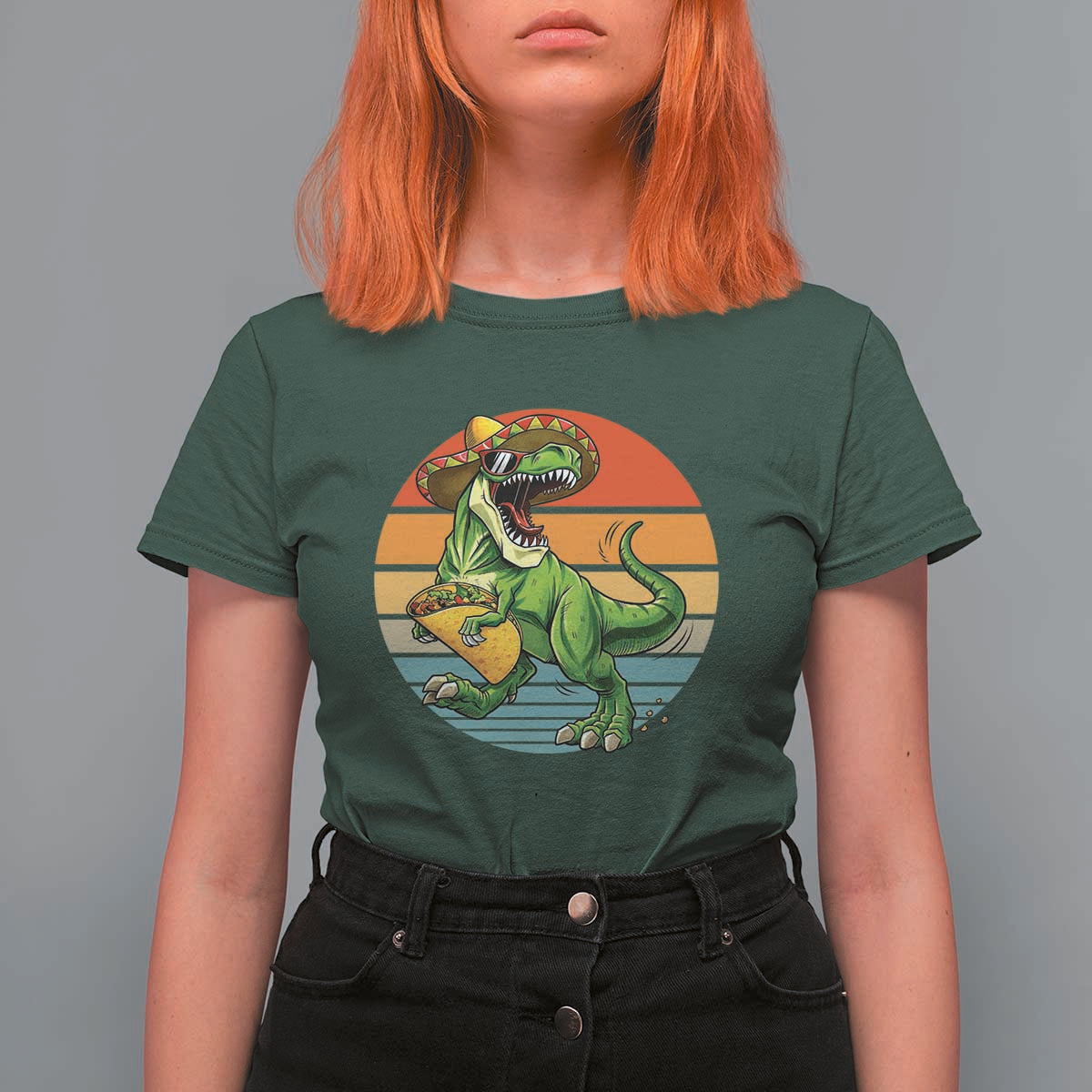Vintage Dinosaur Taco Lover T Shirt For Women Cinco De Mayo Gift