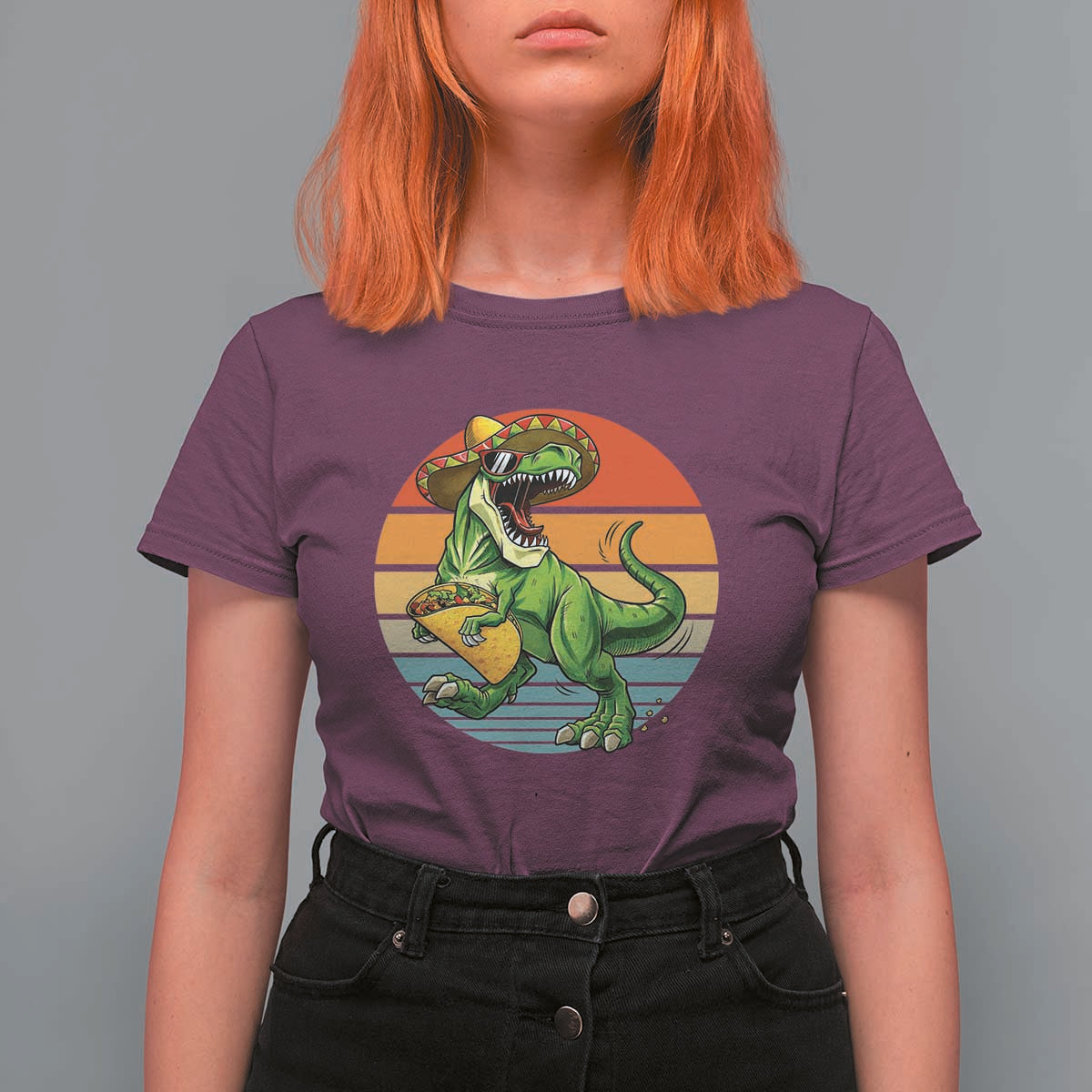 Vintage Dinosaur Taco Lover T Shirt For Women Cinco De Mayo Gift