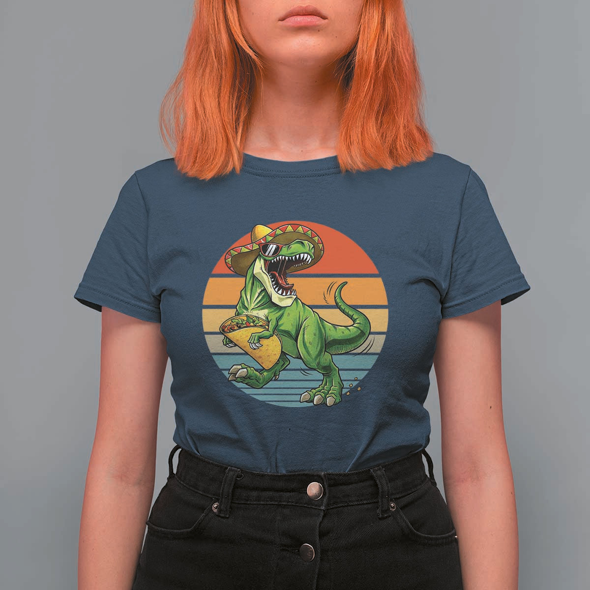 Vintage Dinosaur Taco Lover T Shirt For Women Cinco De Mayo Gift