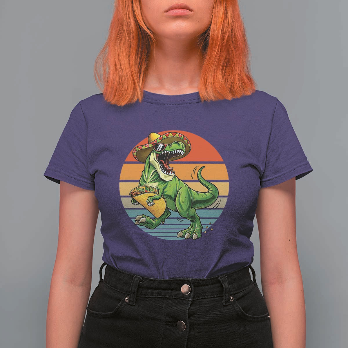 Vintage Dinosaur Taco Lover T Shirt For Women Cinco De Mayo Gift