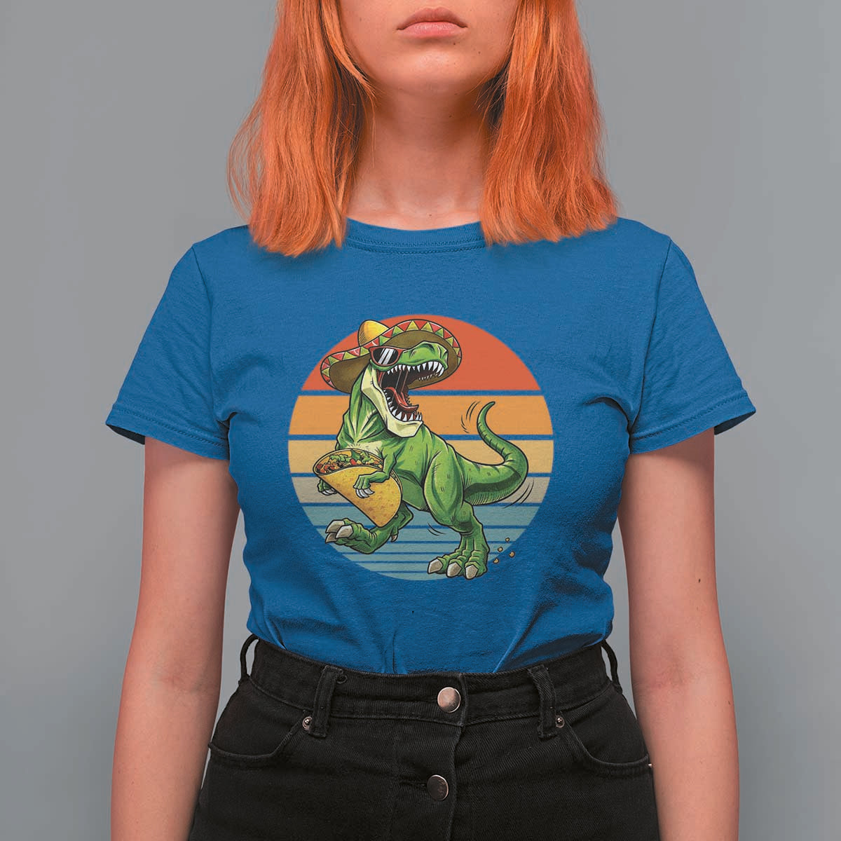 Vintage Dinosaur Taco Lover T Shirt For Women Cinco De Mayo Gift