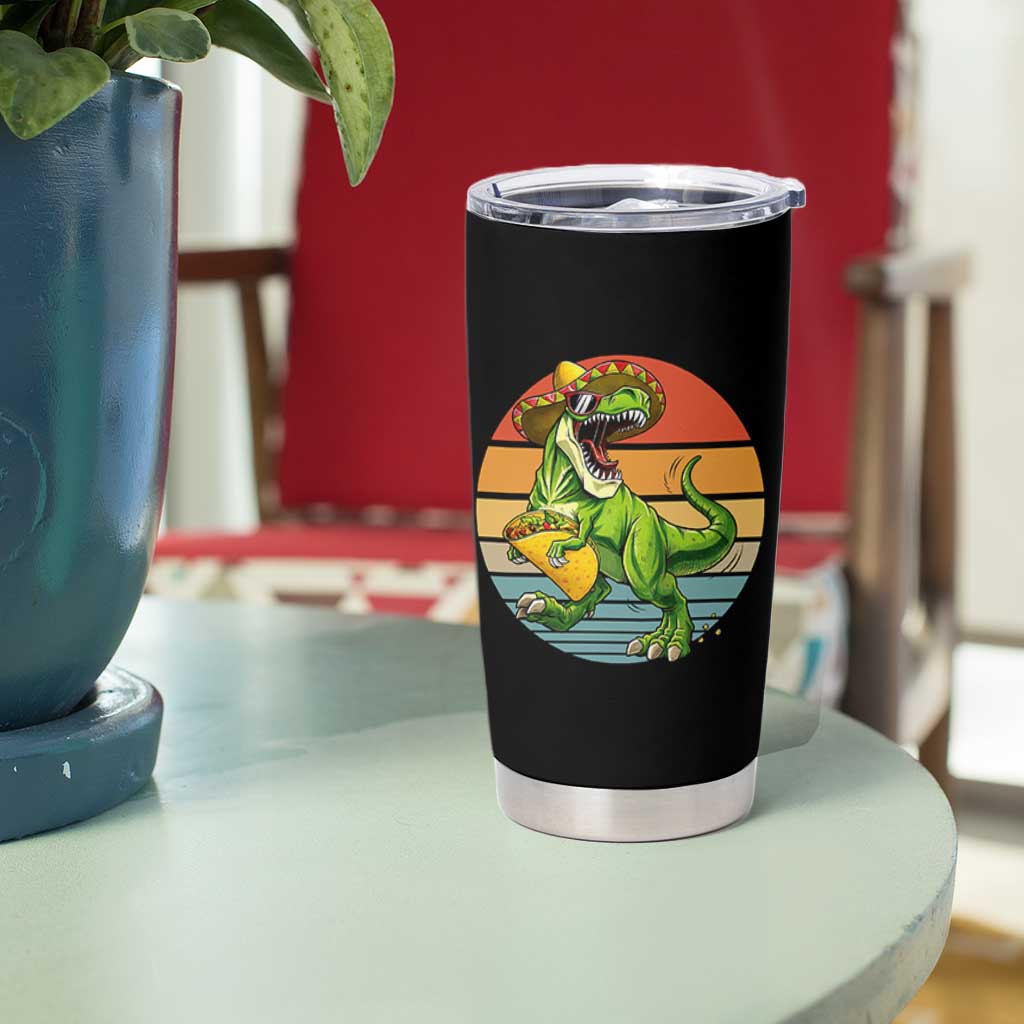 Vintage Dinosaur Taco Lover Tumbler Cup Cinco De Mayo Gift