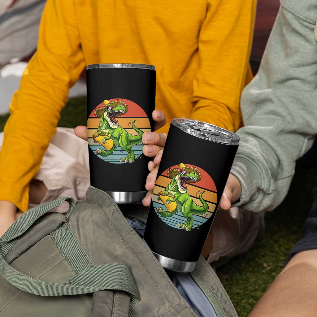Vintage Dinosaur Taco Lover Tumbler Cup Cinco De Mayo Gift