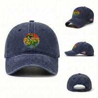 Vintage Dinosaur Taco Lover Washed Cotton Baseball Cap Cinco De Mayo Gift