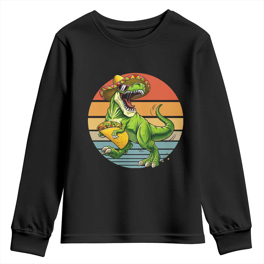 Vintage Dinosaur Taco Lover Youth Sweatshirt Cinco De Mayo Gift