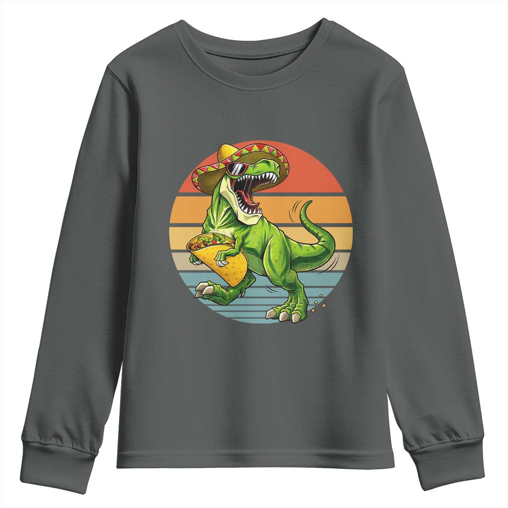 Vintage Dinosaur Taco Lover Youth Sweatshirt Cinco De Mayo Gift